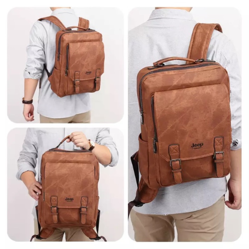NWT Jeep brand leather backpack
